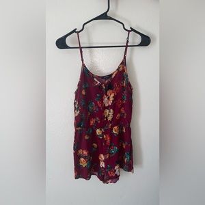 Burgundy Floral mini Romper